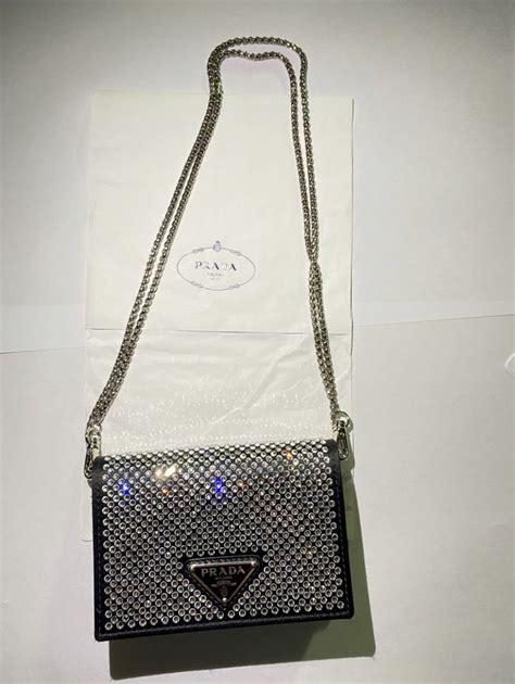 prada tasche silber glitzer|Glitter clutch bag Prada Silver in Glitter .